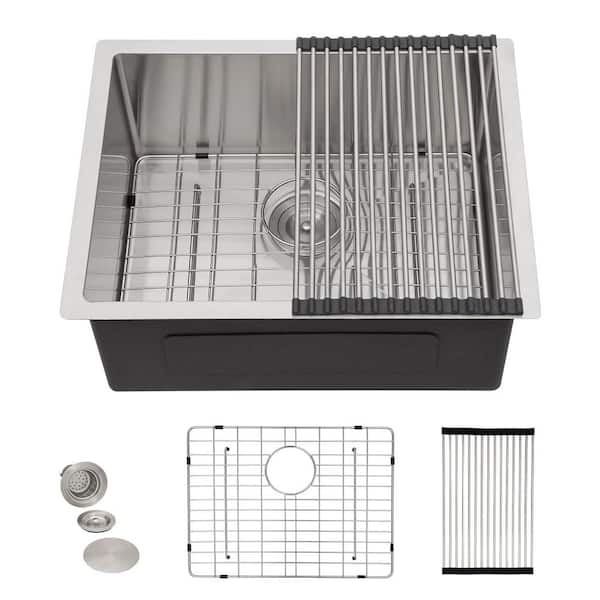 23 in. Handmade Undermount 16 Gauge T304 Stainless Steel Small Kitchen Sink, Single Bowl Wet Bar Prep RV Sink