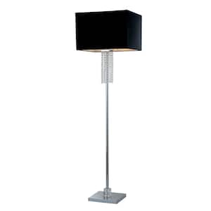 Adelyn 63 in. Square Modern Chrome and Black Crystal Floor Lamp