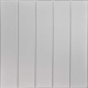 Bead Board Silver 1.6 ft. x 1.6 ft. Decorative Foam Glue Up Ceiling Tile (21.6 sq. ft./case)