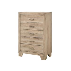 16 in. Brown 5-Drawer Wooden Chest of Drawers