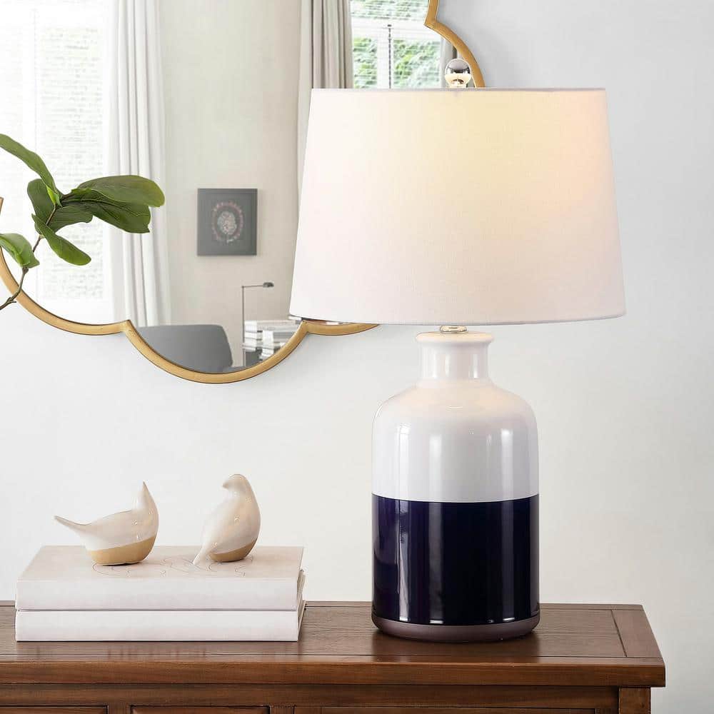 Dani 25.5 in. White/Navy Table Lamp with White Shade price history on PriceWatchPro