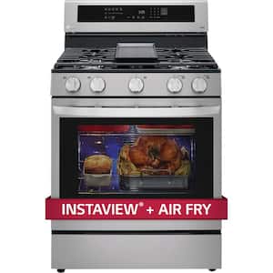 5.8 cu. ft. Smart Wi-Fi Enabled True Convection InstaView Gas Range Oven with Air Fry in Printproof Stainless Steel