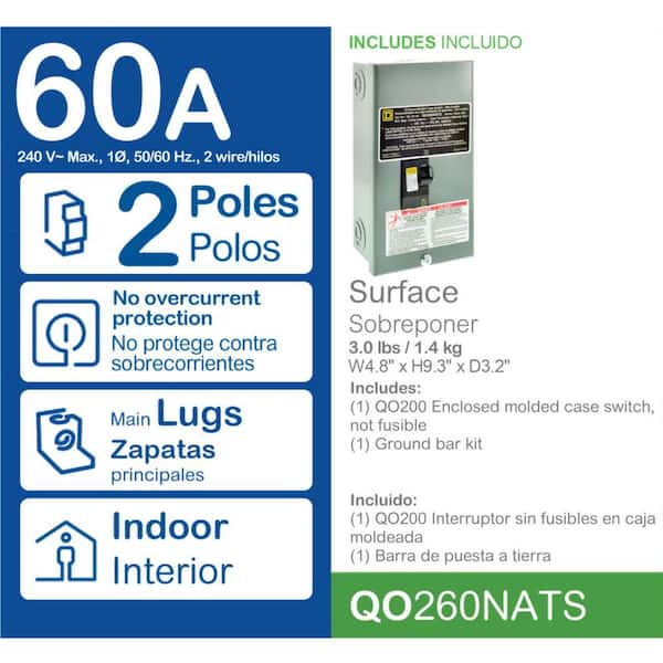 QO 60 Amp NEMA 1 Disconnect Molded Case Switch