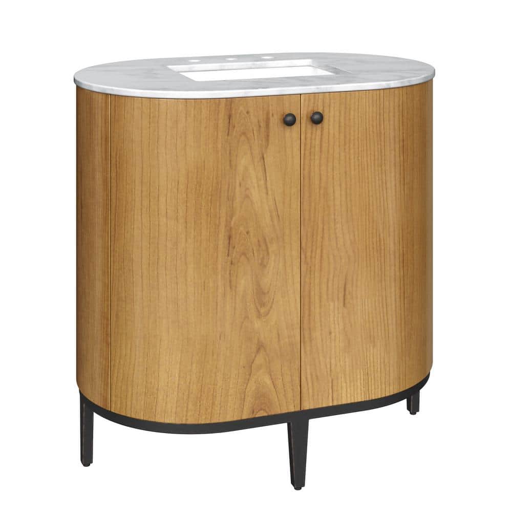 Bellamy 36" Rustic Oak and Marble Single Vanity