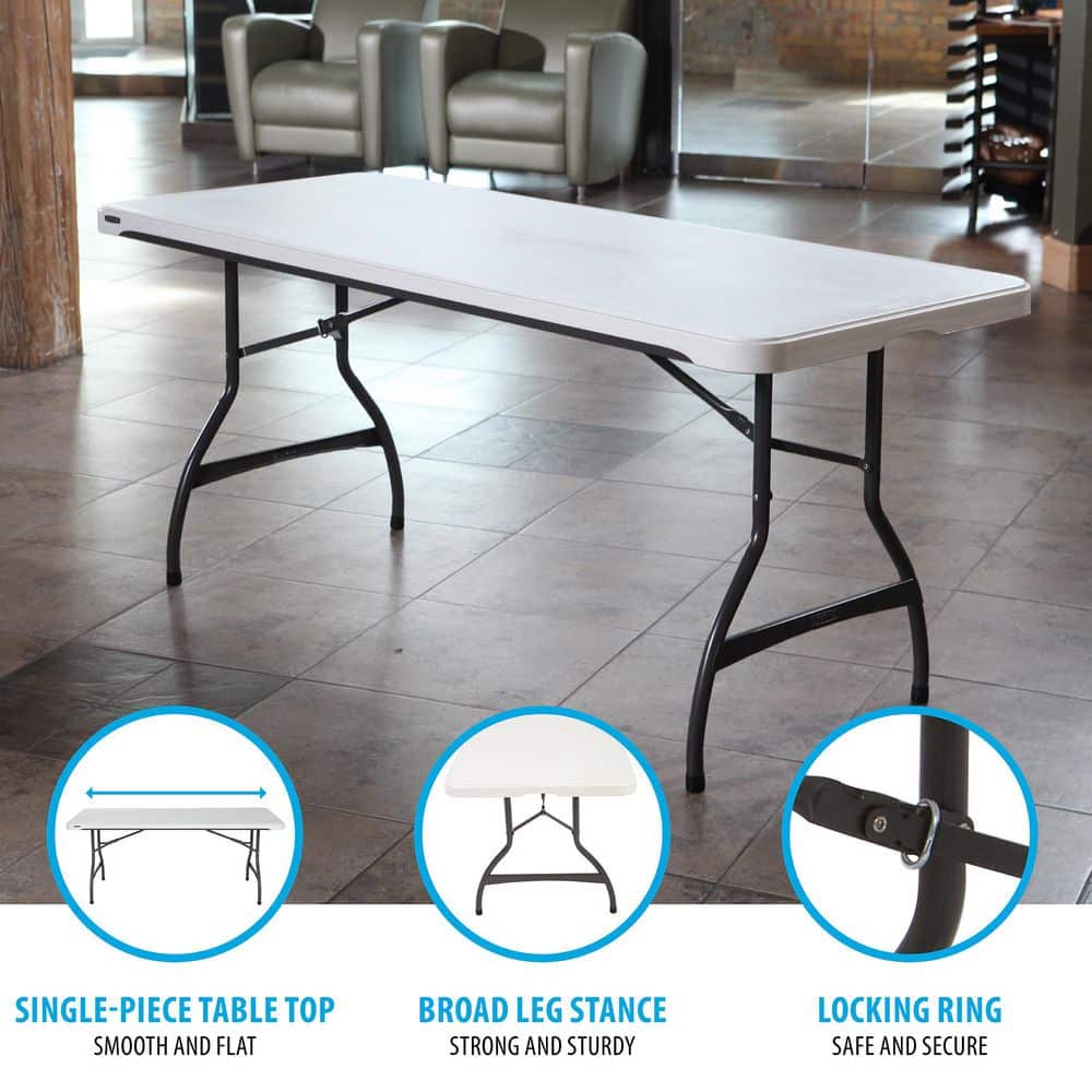 Lifetime 6-Foot White Granite Folding Utility Table with Metal Frame