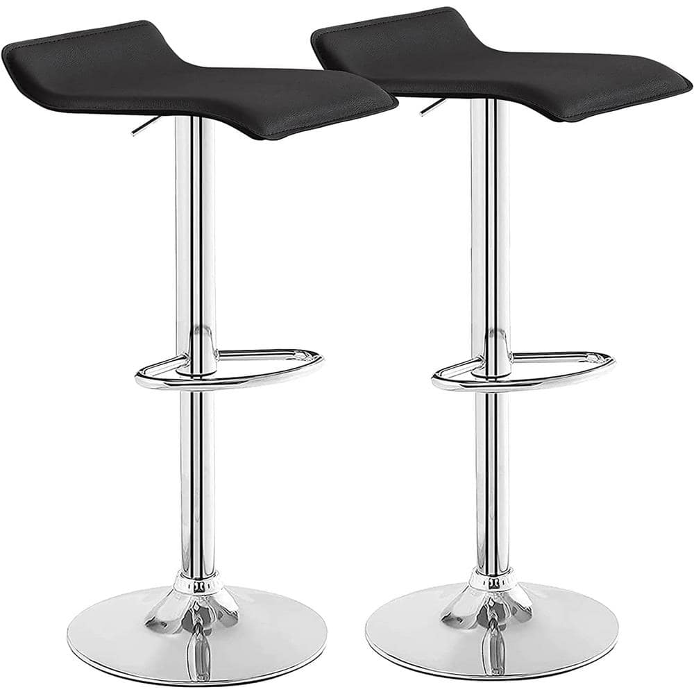 VECELO Set Of 2 Barstools, Adjustable Swivel Bar Stools With PU Leather ...