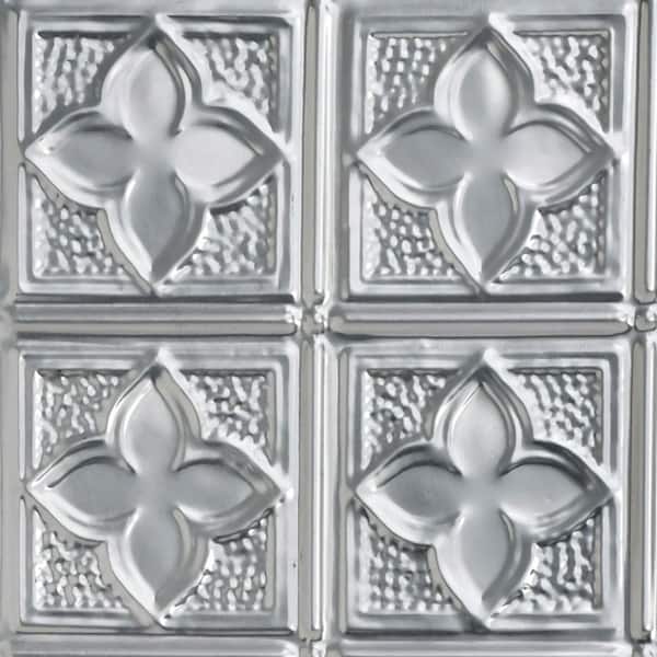 FROM PLAIN TO BEAUTIFUL IN HOURS Take Home Sample - Clover Lacquered Steel 1 ft. x 1 ft. Decorative Tin Style Lay-in Ceiling Tile (1 sq. ft./case)