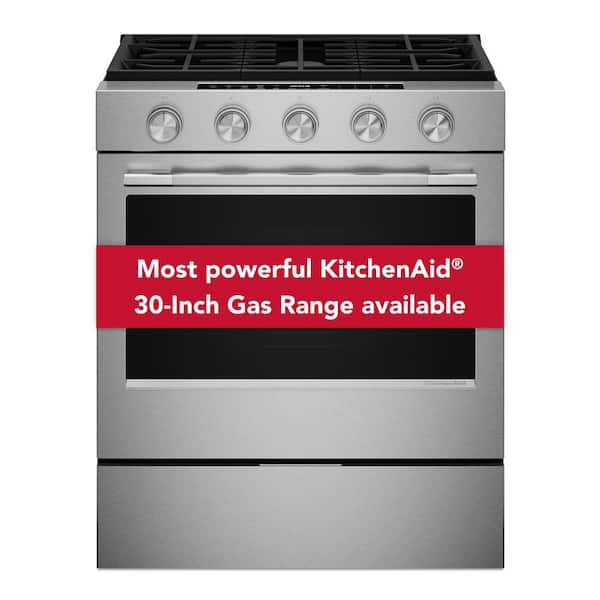30 in. 5 Element Slide-In Gas Range in Fingerprint Resistant Stainless Steel with 2-in-1 Burner