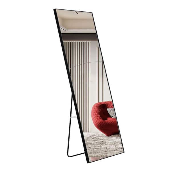 Aoibox 19 in. W x 63 in. H Rectangle Black Solid Wood Frame Full-Length Mirror, Dressing Mirror