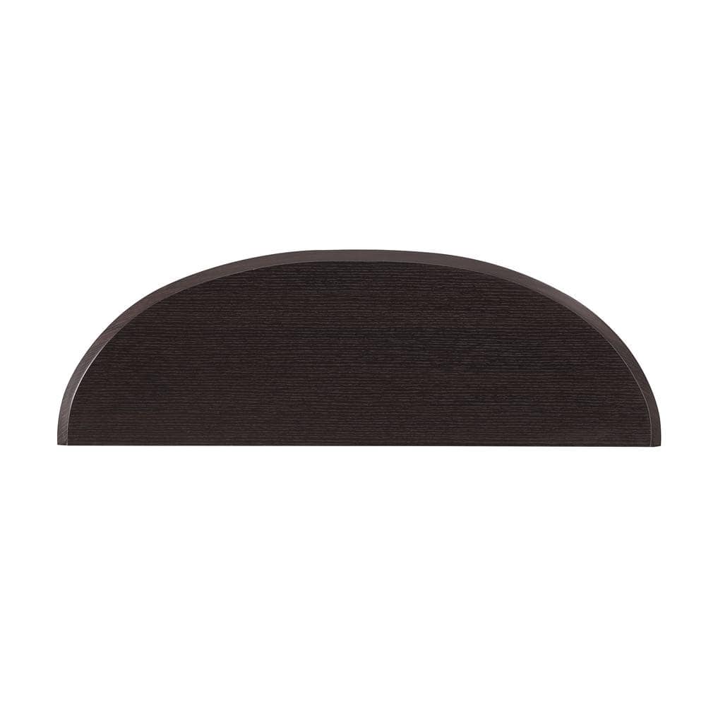Espresso Brown Wood Semi-Circle Hallway Table with Storage Shelf