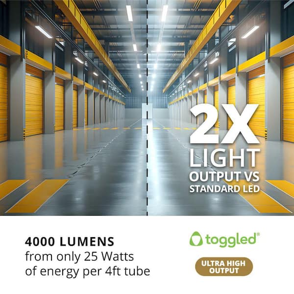 toggled 4 ft. 50-Watt T8/T12 LED White Shop Light High Output