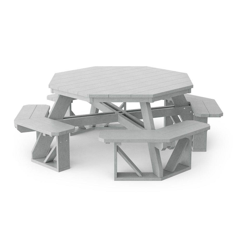 Heritage 87 in. Light Gray Octagon HDPE Plastic Picnic Table Seats 8 People price history on PriceWatchPro
