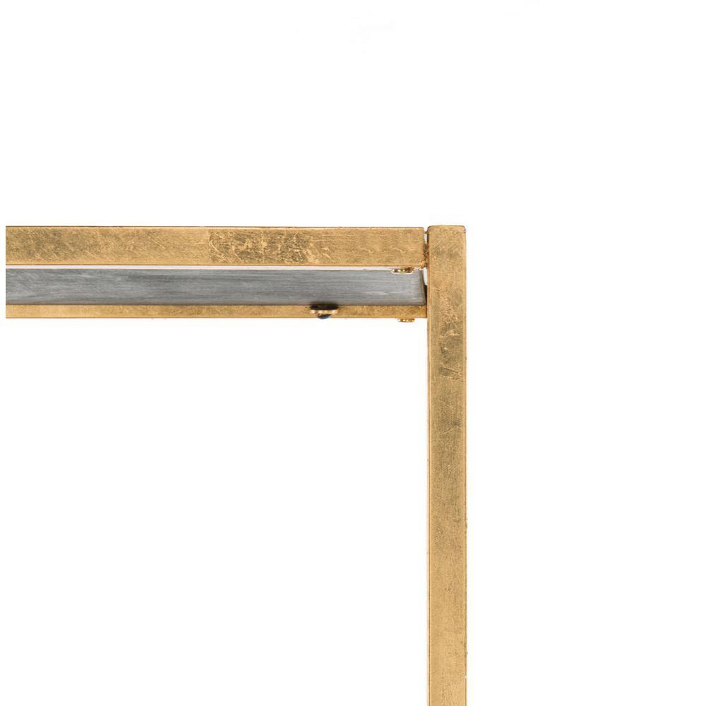 Mateo Gold and Walnut 4-Tier Etagere with Drawer