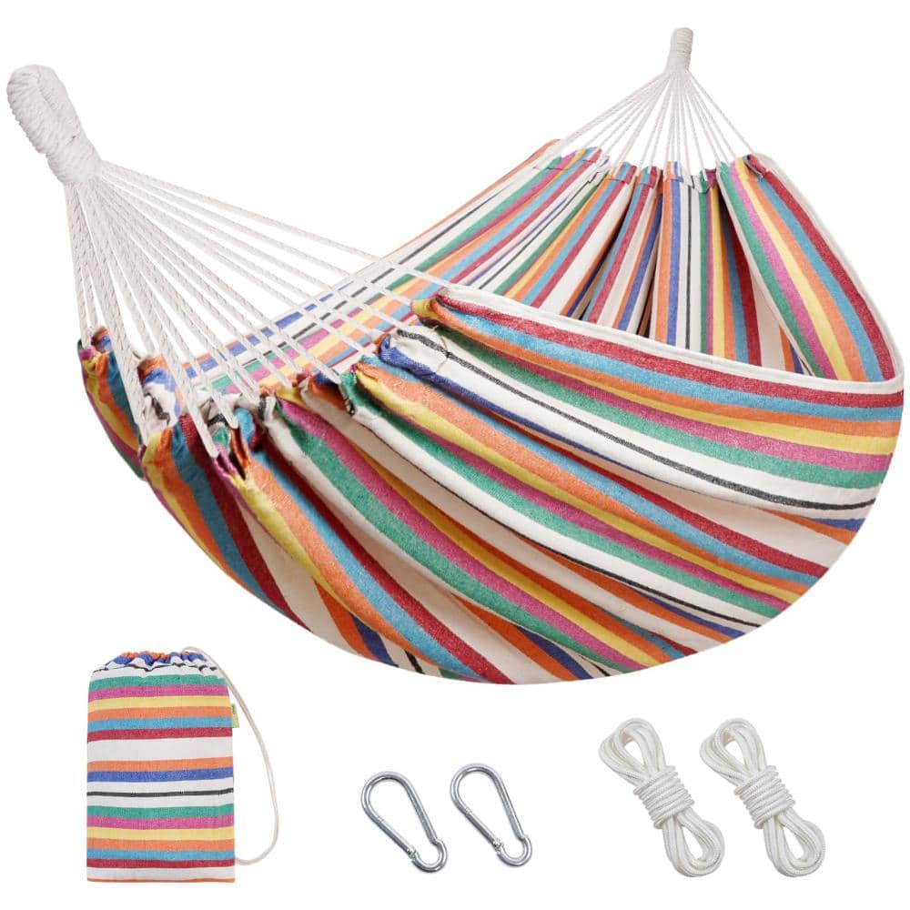 126 in. x 47.2 in. Single Cotton Hammock Portable with Tree Straps, Mixcolor, 1-Piece price history on PriceWatchPro