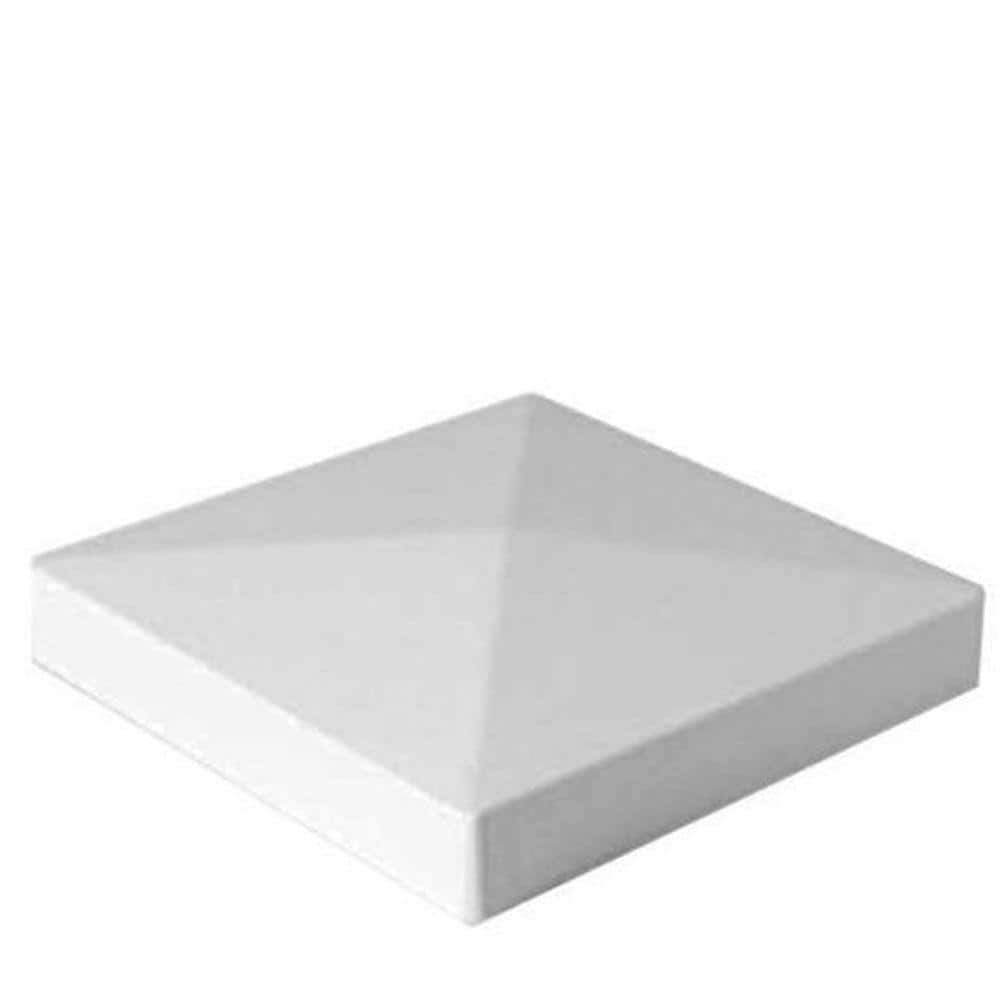 White Vinyl Pyramid Fence Post Cap for 5" x 5" Posts