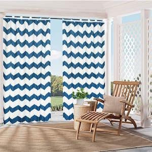 Outdoor Curtain for Patio Waterproof Privacy UV Protection for Porch Gazebo Deck Chevron , Navy 50 in. W x 96 in. L