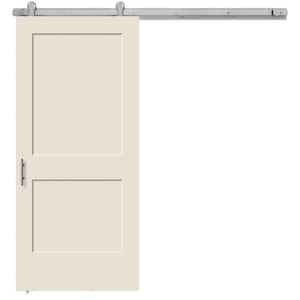 36 in. x 84 in. Monroe Primed Smooth Molded Composite MDF Barn Door with Modern Hardware Kit