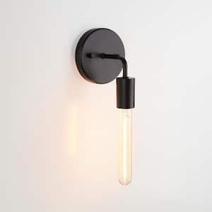 4.7 in. W 1-Light Matte Black Modern Indoor Wall Sconce with LED Bulb