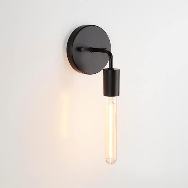 Cinkeda 4.7 in. W 1-Light Matte Black Modern Indoor Wall Sconce with LED Bulb