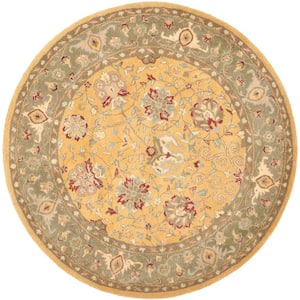 Antiquity Gold 4 ft. x 4 ft. Round Speckled Border Area Rug