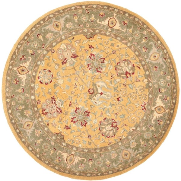 SAFAVIEH Antiquity Gold 4 ft. x 4 ft. Round Speckled Border Area Rug