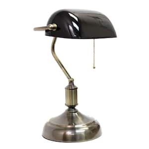 14.75 in. Executive Banker's Desk Lamp with Black Glass Shade