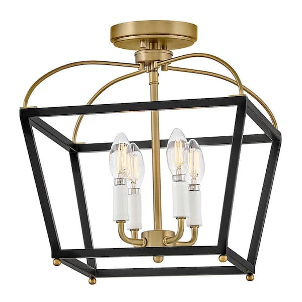 Tate 13.0 In. 4-Light Black Semi-Flush Mount