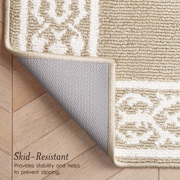 Lorreta 2-Tone Berber/Ivory 2 ft. x 8 ft. Tufted Border Polypropylene Area Rug