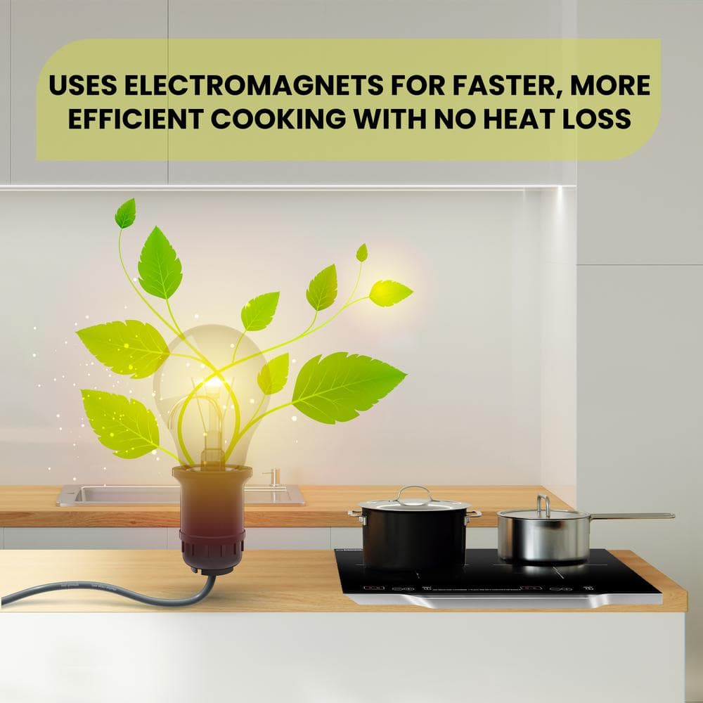 Black and Stainless Dual Burner Portable Induction Cooktop with Touch Control