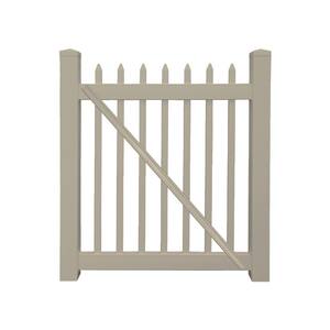 Abbington 4 ft. W x 3 ft. H Khaki Vinyl Picket Fence Gate Kit