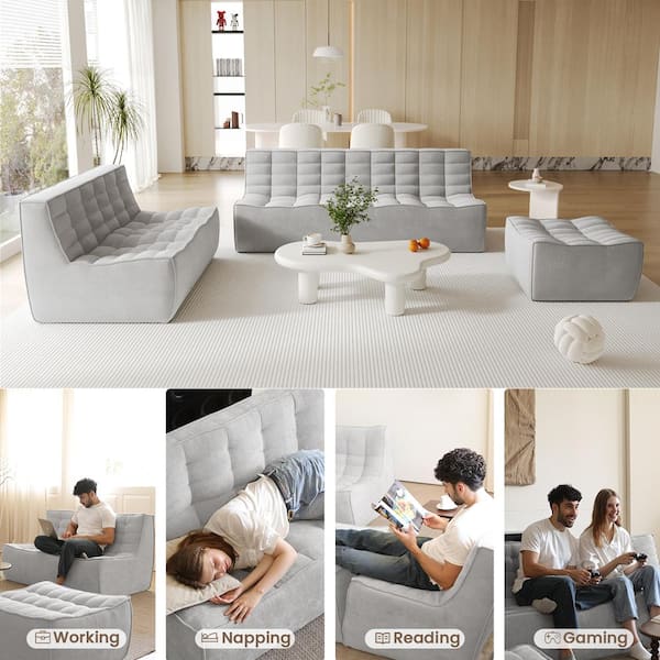 Magic Home Armless Linen Modular Straight Sofa Fireside