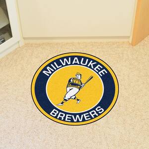 27 1970 Milwaukee Brewers Retro Logo Baseball Style Round Mat - Floor Rug  - Area Rug