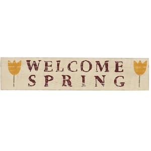3 in. Light Yellow Welcome Spring Wooden Sign