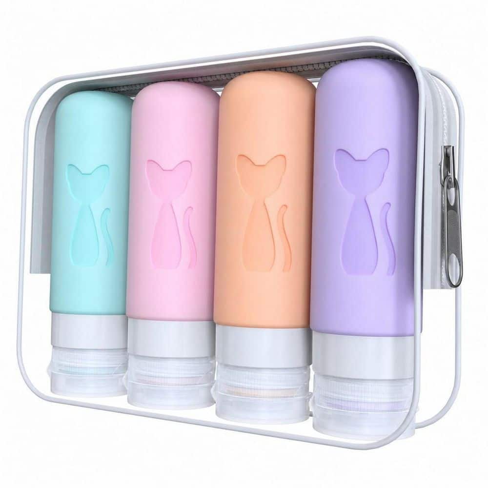 3 oz. Leakproof Travel Bottles Refillable Toiletry Containers for Shampoo Lotion, Multicolored (4-Pack)