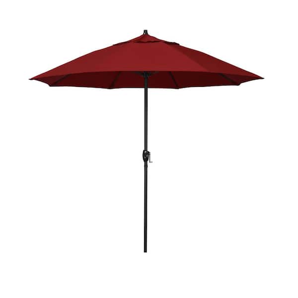 California Umbrella 7.5 ft. Bronze Aluminum Market Patio Umbrella with Fiberglass Ribs and Auto Tilt in Red Pacifica