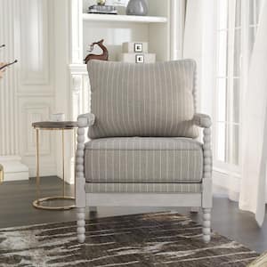 Yankton Antique White and Stripes Pattern Accent Chair