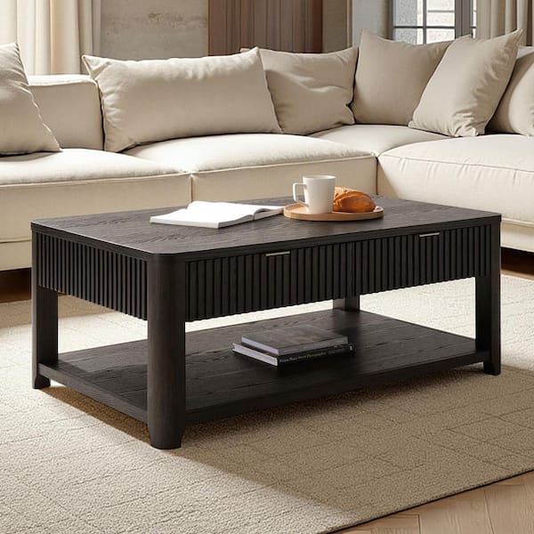 JAYDEN CREATION Javier 48 in. Walnut Rectangle Wood Coffee Table