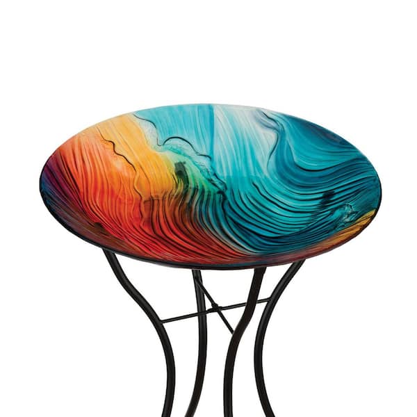 Regal Art & Gift 18 in. Birdbath with Stand-Swirl Multi