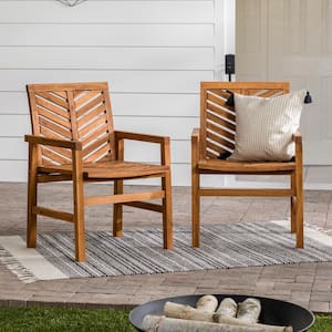 Brown Acacia Wood Outdoor Patio Lounge Chair (2-Pack)