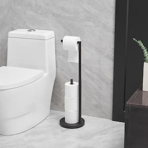 Bathroom Freestanding Toilet Paper Holder Stand with Reserver in Matte Black