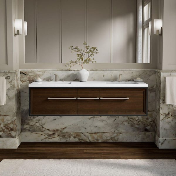 Lodern 61 in. Double Sink Bathroom Vanity Cabinet without Top in Slate Grey