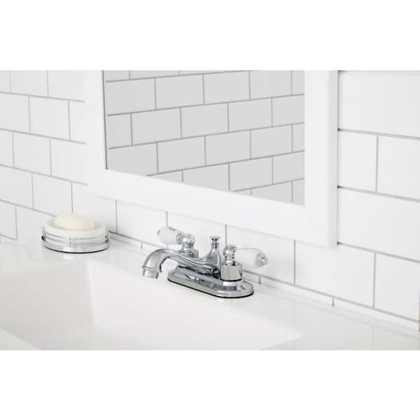 Teapot 4 in. Centerset Double-Handle Low-Arc Bathroom Faucet in Polished Chrome