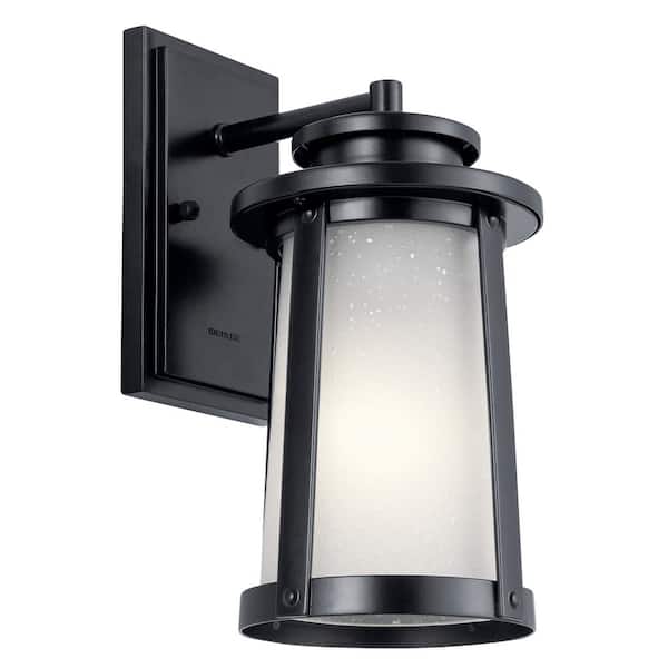 KICHLER Harbor Bay 12.25 in. 1-Light Black Outdoor Hardwired Wall Lantern Sconce with No Bulbs Included (1-Pack)