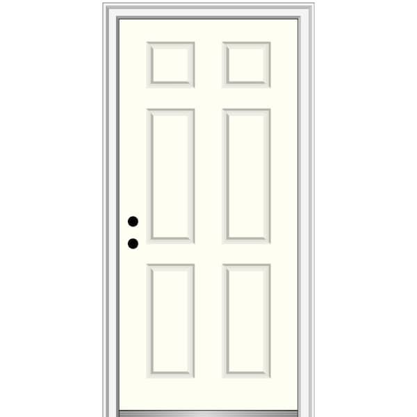 MMI Door 32 in. x 80 in. Right-Hand Inswing 6-Panel Classic Painted Fiberglass Smooth Prehung Front Door
