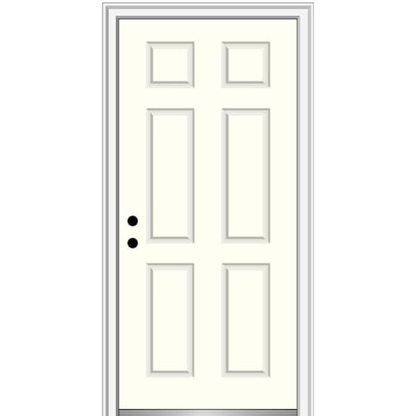 MMI Door 30 in. x 80 in. Right-Hand Inswing 6-Panel Classic Painted Fiberglass Smooth Prehung Front Door