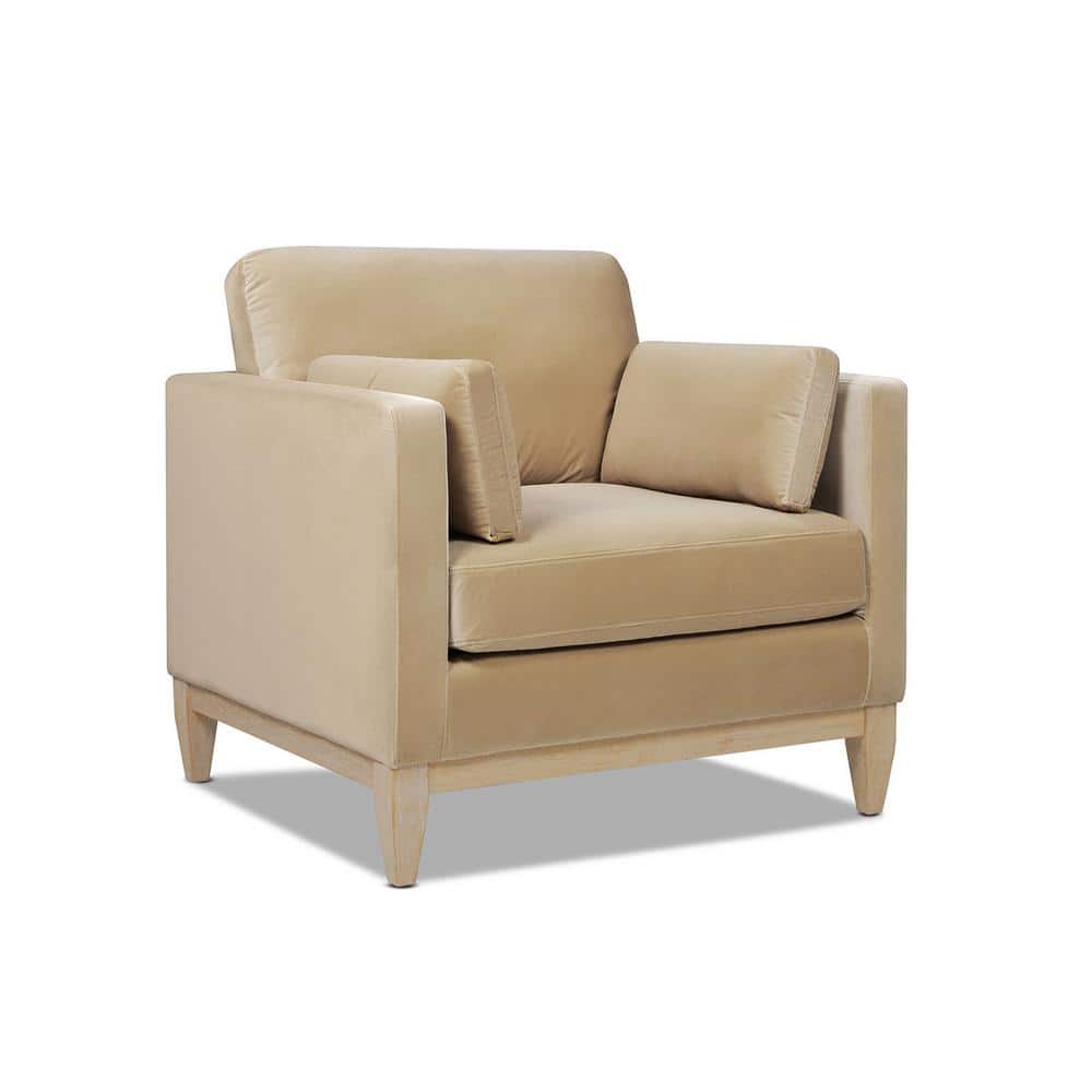 Knox 36" Fawn Brown Velvet Armchair with Wood Base