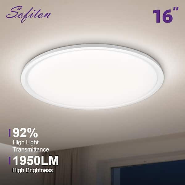 16 in. Round White New Ultra-Low Profile Integrated LED Flush Mount Ceiling Light 5CCT Selectable