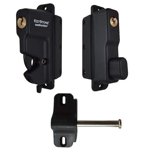 Weatherables Keystone Black Nylon Polymer 2-Sided Key-Lockable Gate Latch