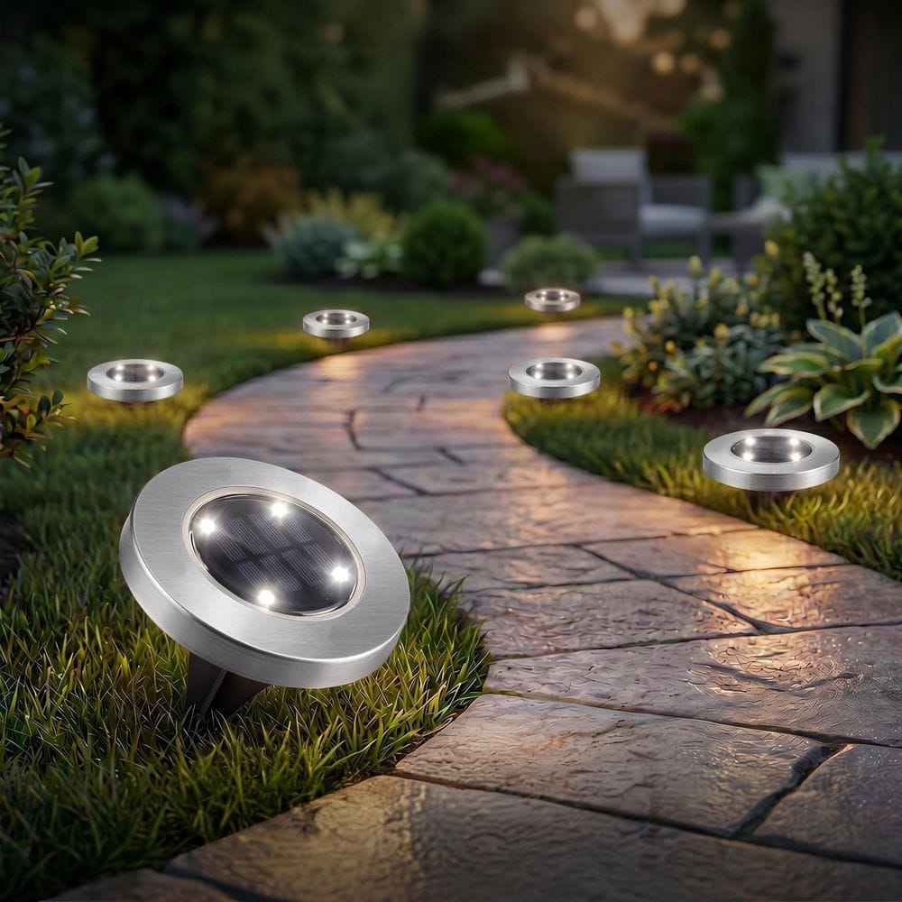 Solar Powered Stainless Steel Outdoor Integrated LED Weather Resistant Swivel Disk Path Lights (10-Pack) price history on PriceWatchPro