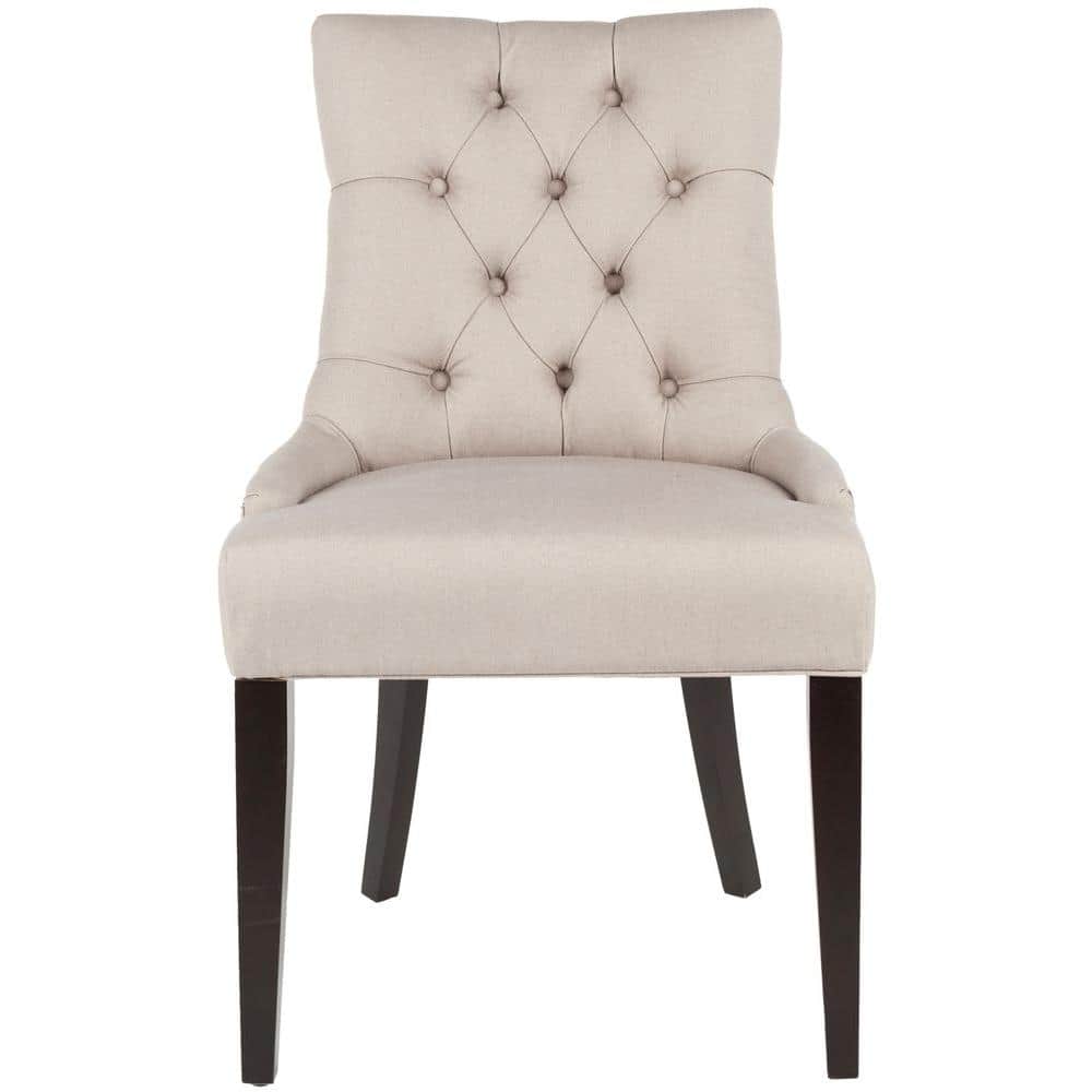 Elegant Taupe Linen and Birch Wood Parsons Side Chair Set